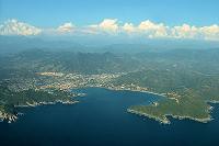 The Bay of Zihuatanejo and the Sierra Madre del Sur mountains