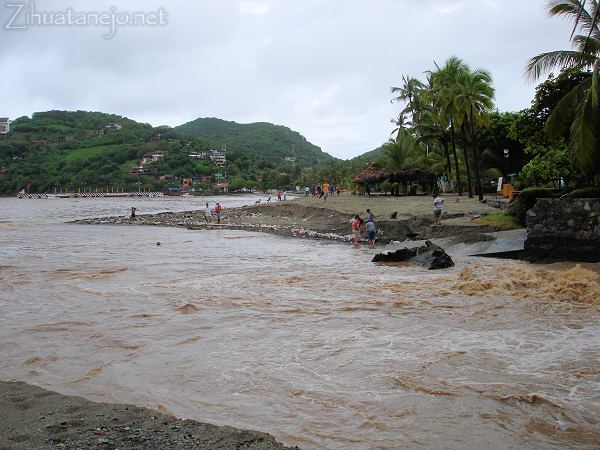 Zihuatanejo canal and beach after Tropical Storm Odile